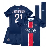 Paris Saint-Germain Lucas Hernandez #21 Replika babykläder Hemmaställ Barn 2024-25 Kortärmad (+ korta byxor)